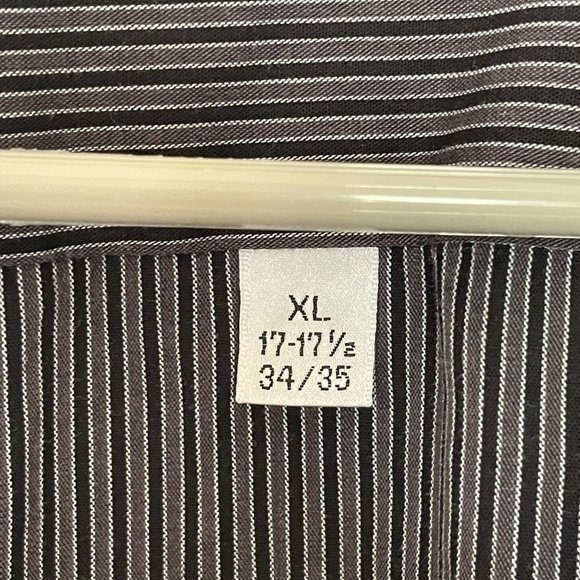 Men's Pierre Cardin Black and Gray Stripe Long Sleeve Dress Shirt Size XL - Picture 3 of 6